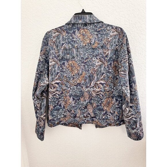 Westbound Women's Jean Jacket  Size M Whimsy Retro Multicolor Floral Tapestry - Picture 6 of 7